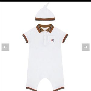 Burberry 12 m 2 piece Hat and short sleeve Romper